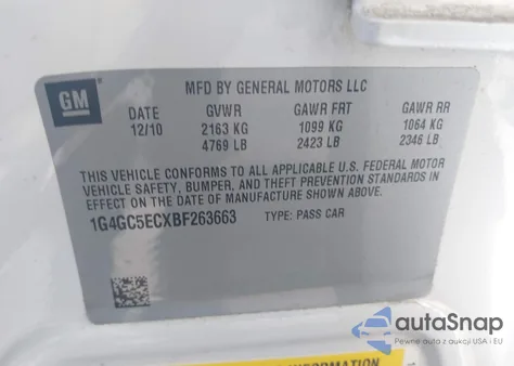 2011 Buick Lacrosse Cxl z USA, uszkodzony, nr VIN 1G4GC5ECXBF263663